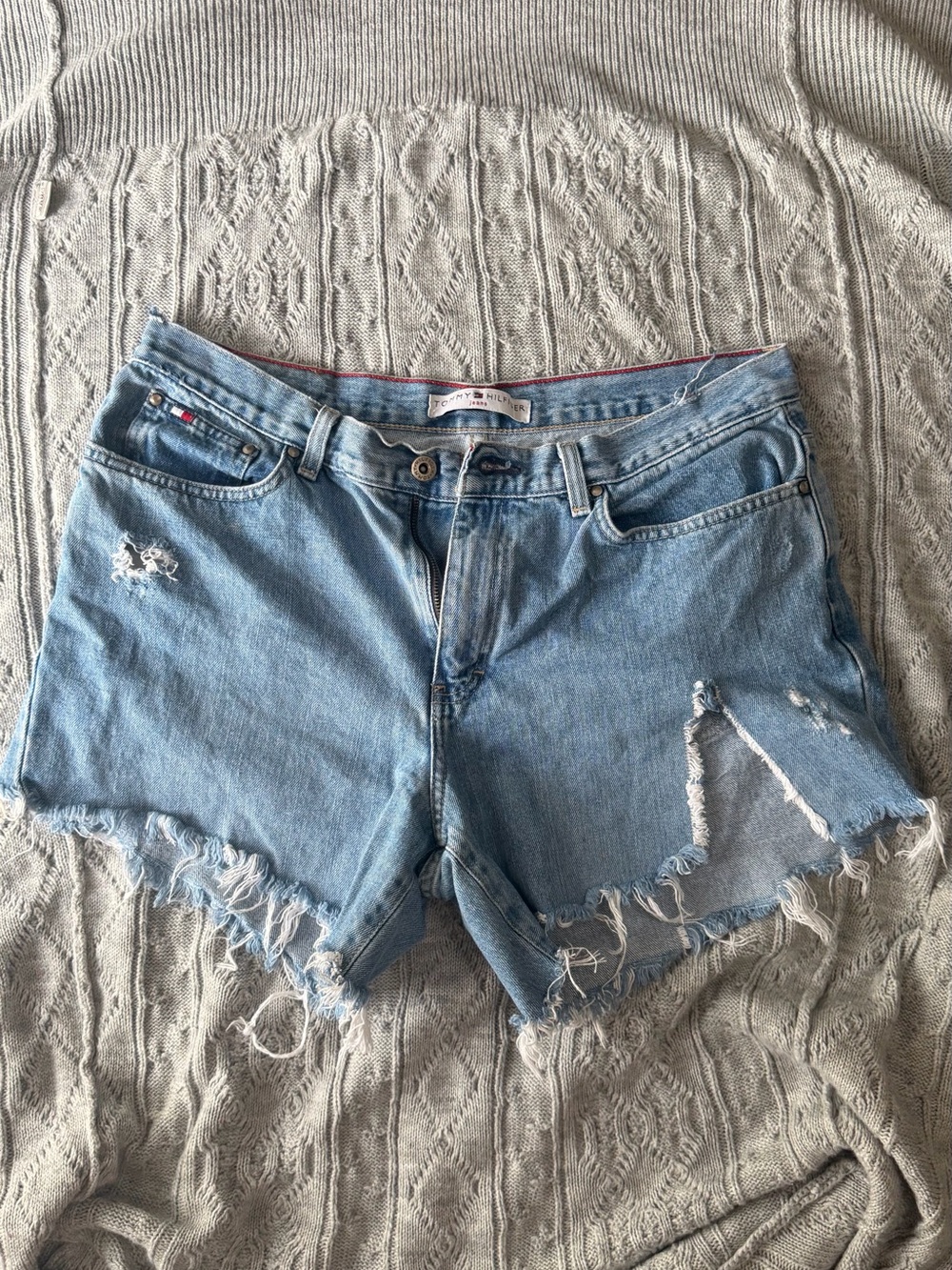 Tommy Hilfiger Light Blue Distressed Jean Shorts